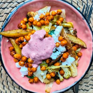 Oregano-aardappelen met geroosterde kikkererwten