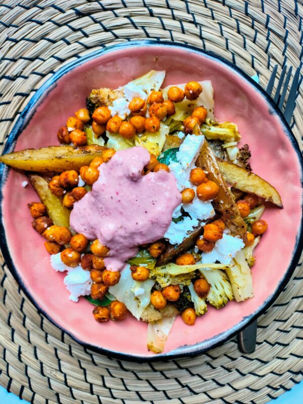 Oregano-aardappelen met geroosterde kikkererwten