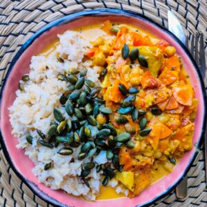 Korma met broccoli en wortel